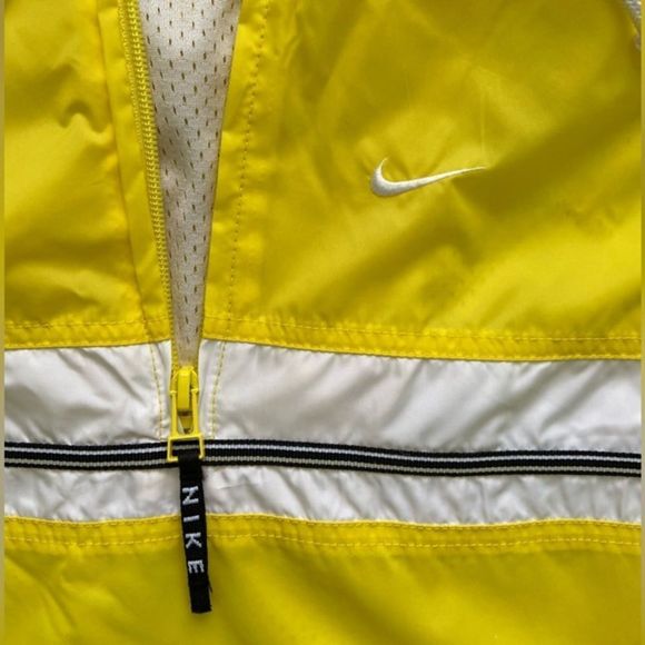 Vintage 90s Nike Yellow Spellout Hooded Pullover‎ Half Zip Windbreaker Size M - Picture 4 of 9